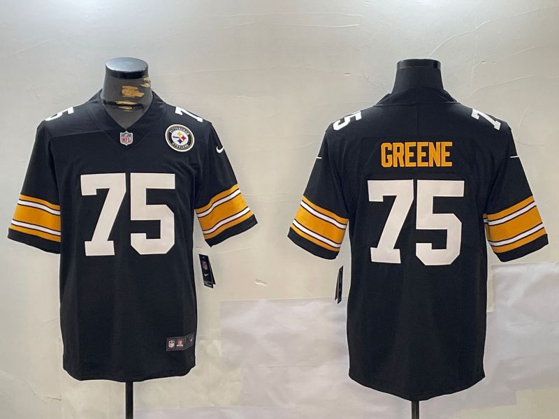 Men Pittsburgh Steelers #75 Greene Black 2024 Nike Vapor Limited NFL Jersey style 1->youth mlb jersey->Youth Jersey